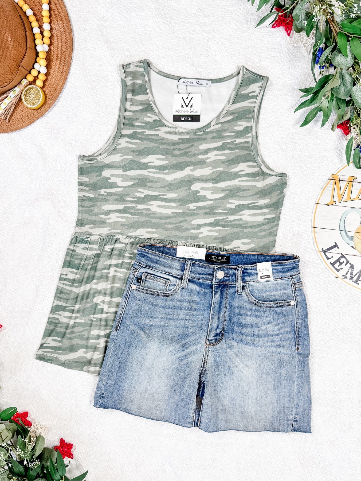 Renee Ruffle Tank Top - Camo