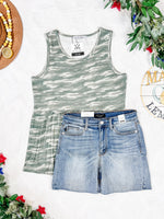 Renee Ruffle Tank Top - Camo
