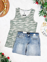 Renee Ruffle Tank Top - Camo