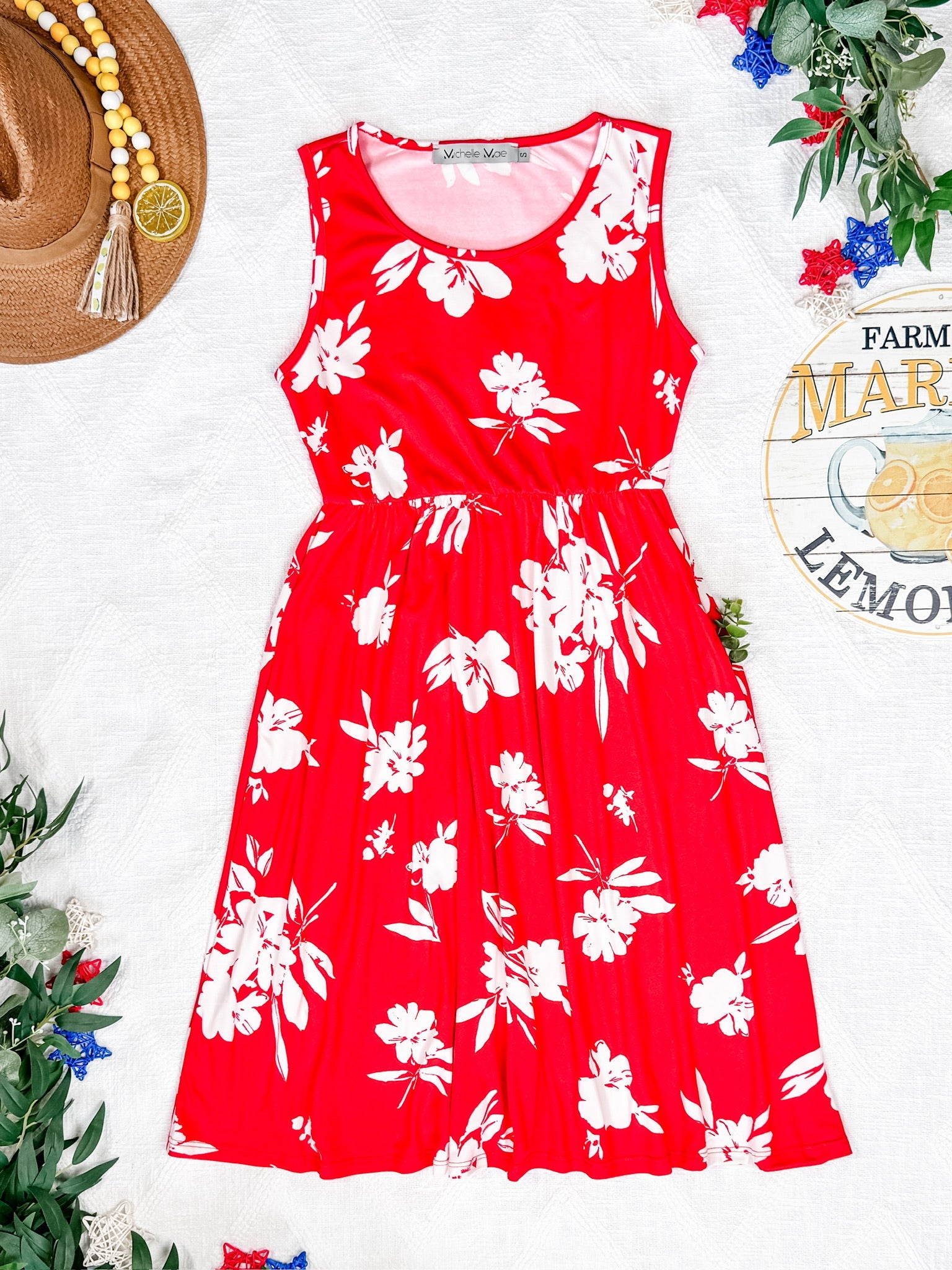 Kelsey Tank Dress - Red Floral
