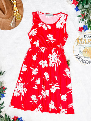 Kelsey Tank Dress - Red Floral