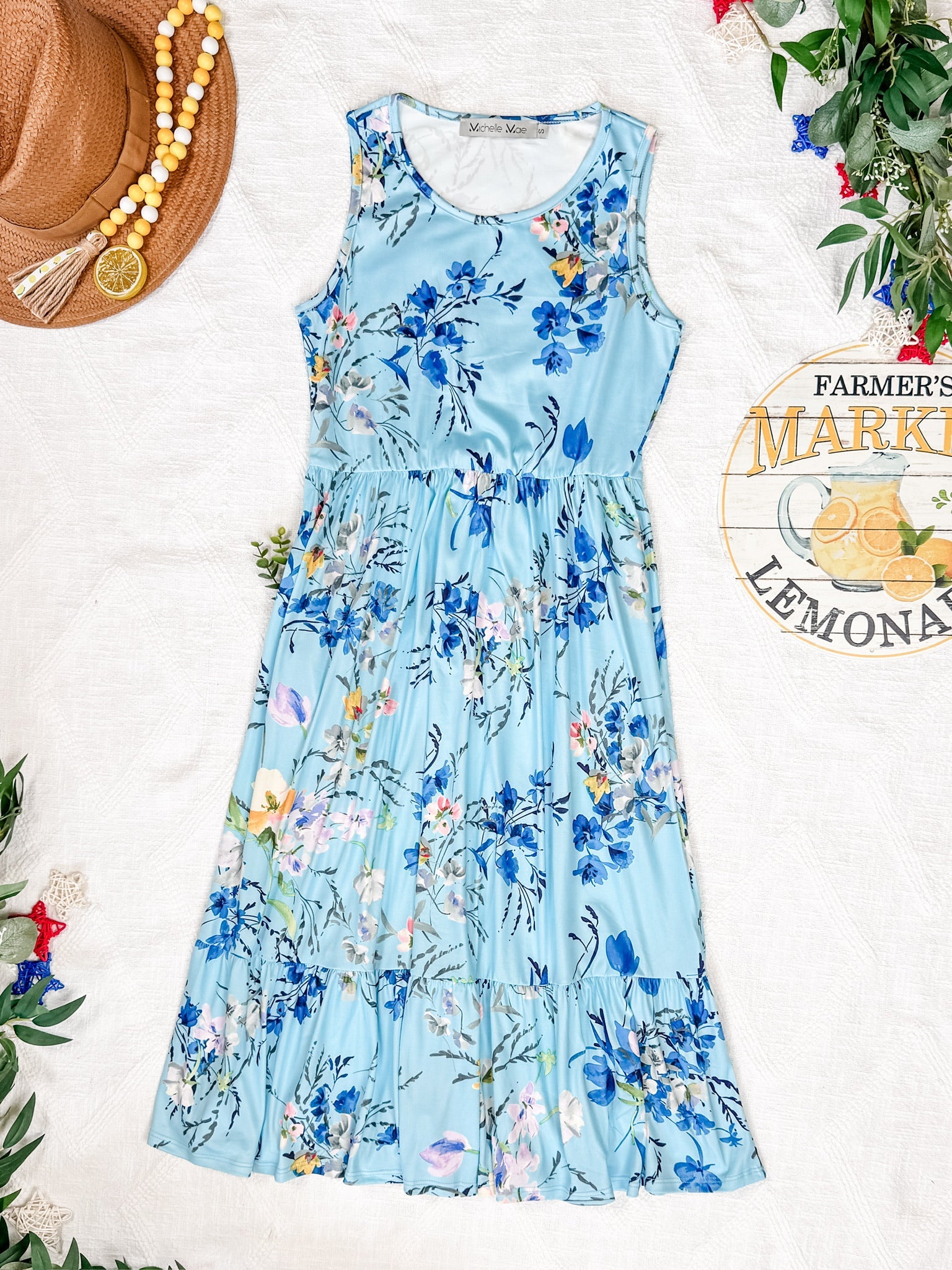 Bailey Dress - Light Blue Floral Bliss
