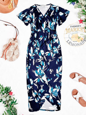 Harley High-Lo Dress - Navy and Teal Floral