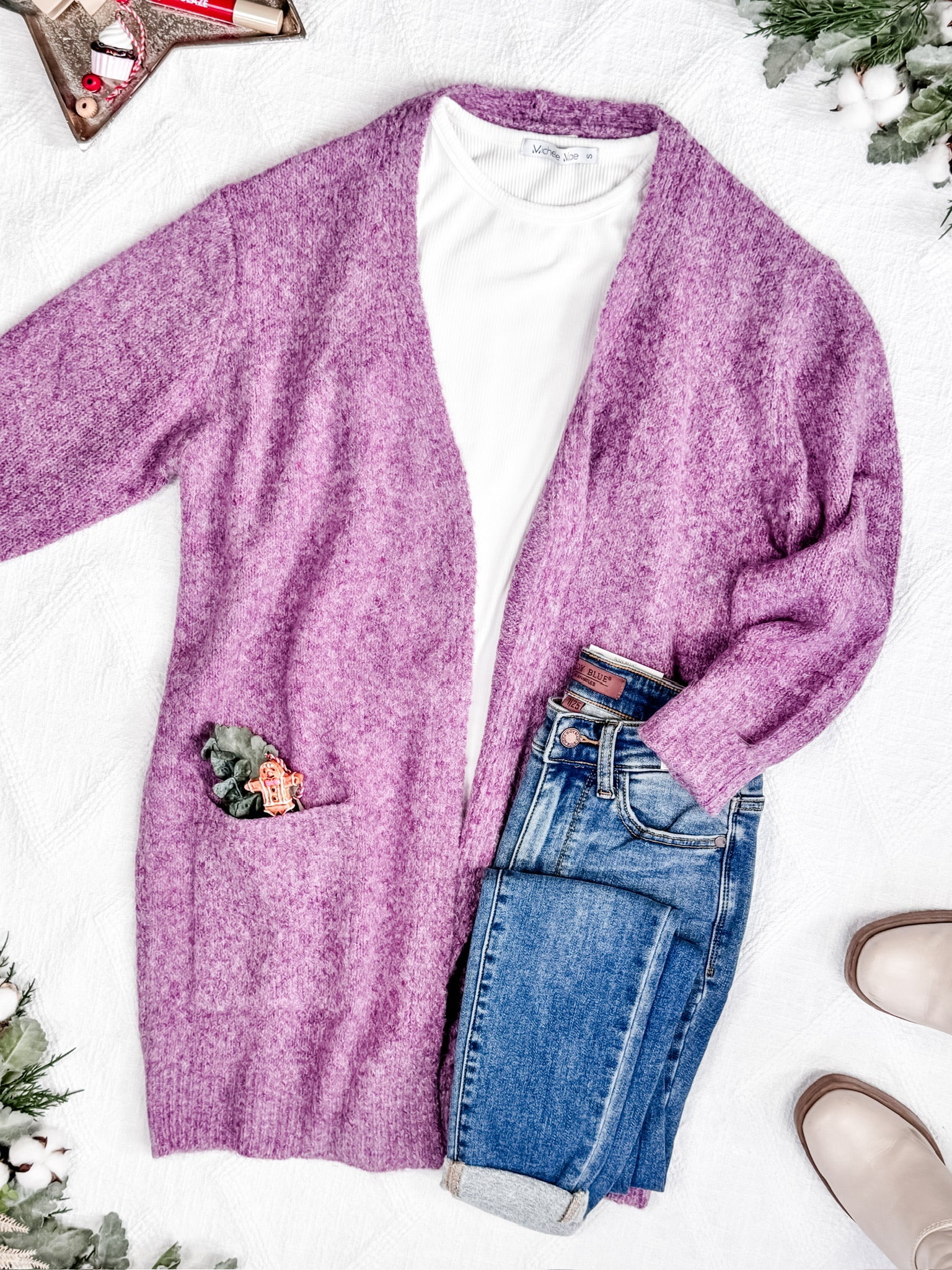 Madison Cozy Cardigan - Frosted Berry