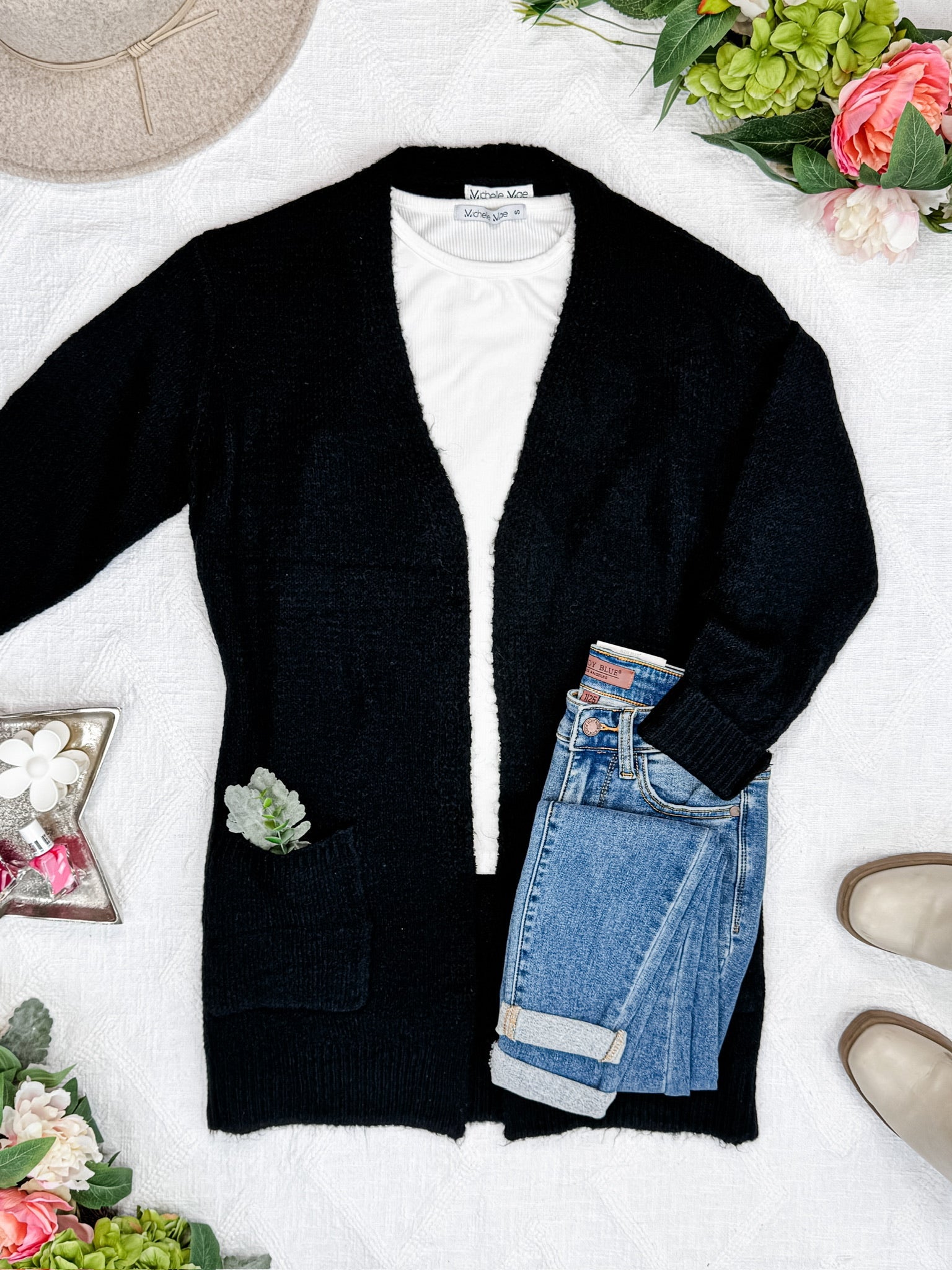 Madison Cozy Cardigan - Jet Black