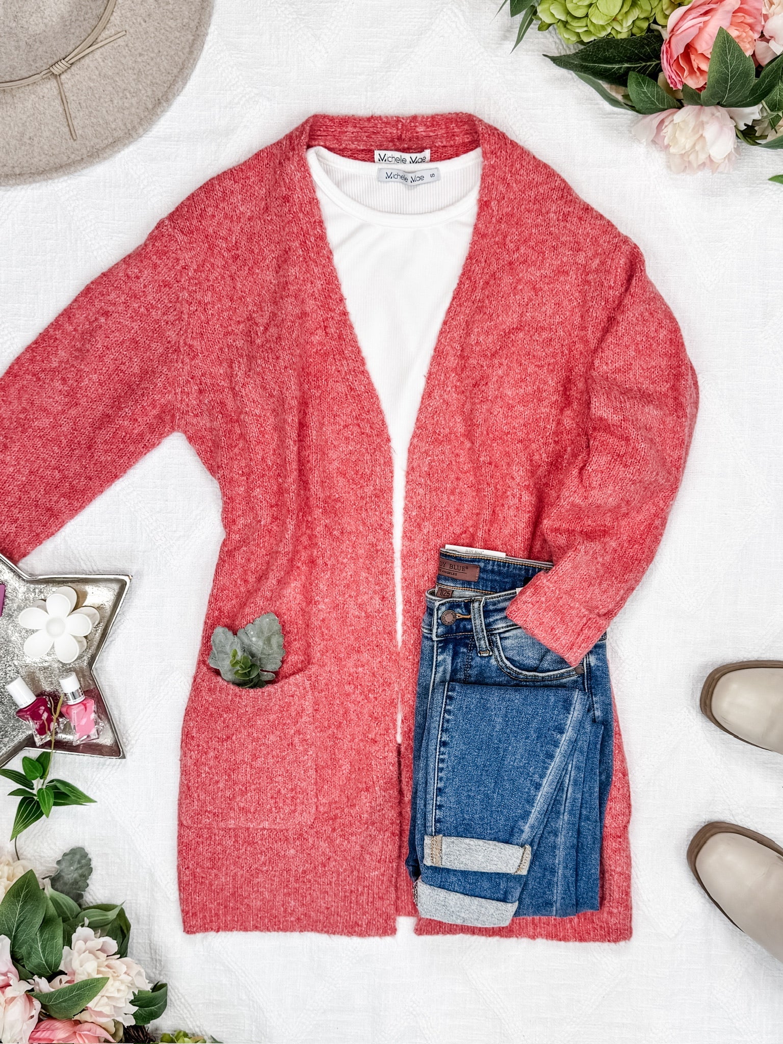 Madison Cozy Cardigan - Cherry Blush