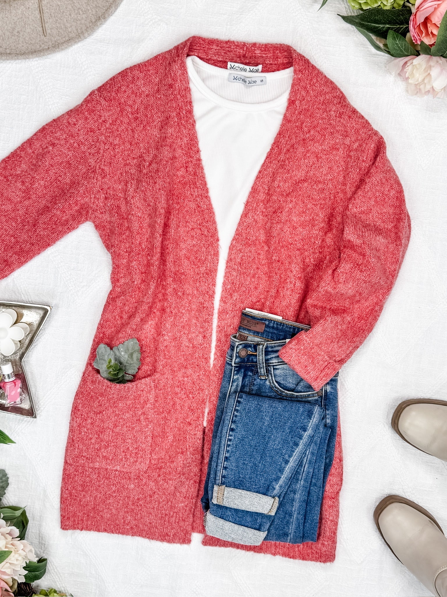 Madison Cozy Cardigan - Cherry Blush