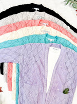 Open Knit Cardigan - Dusty Aqua