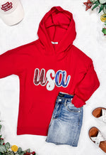 Corrine Hoodie - Red USA Sequin
