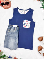 Pocket Tank - American Stars and Stripes Blue
