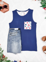 Pocket Tank - American Stars and Stripes Blue