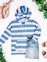 Rylie Striped Lightweight Hoodie - Blue and Purple