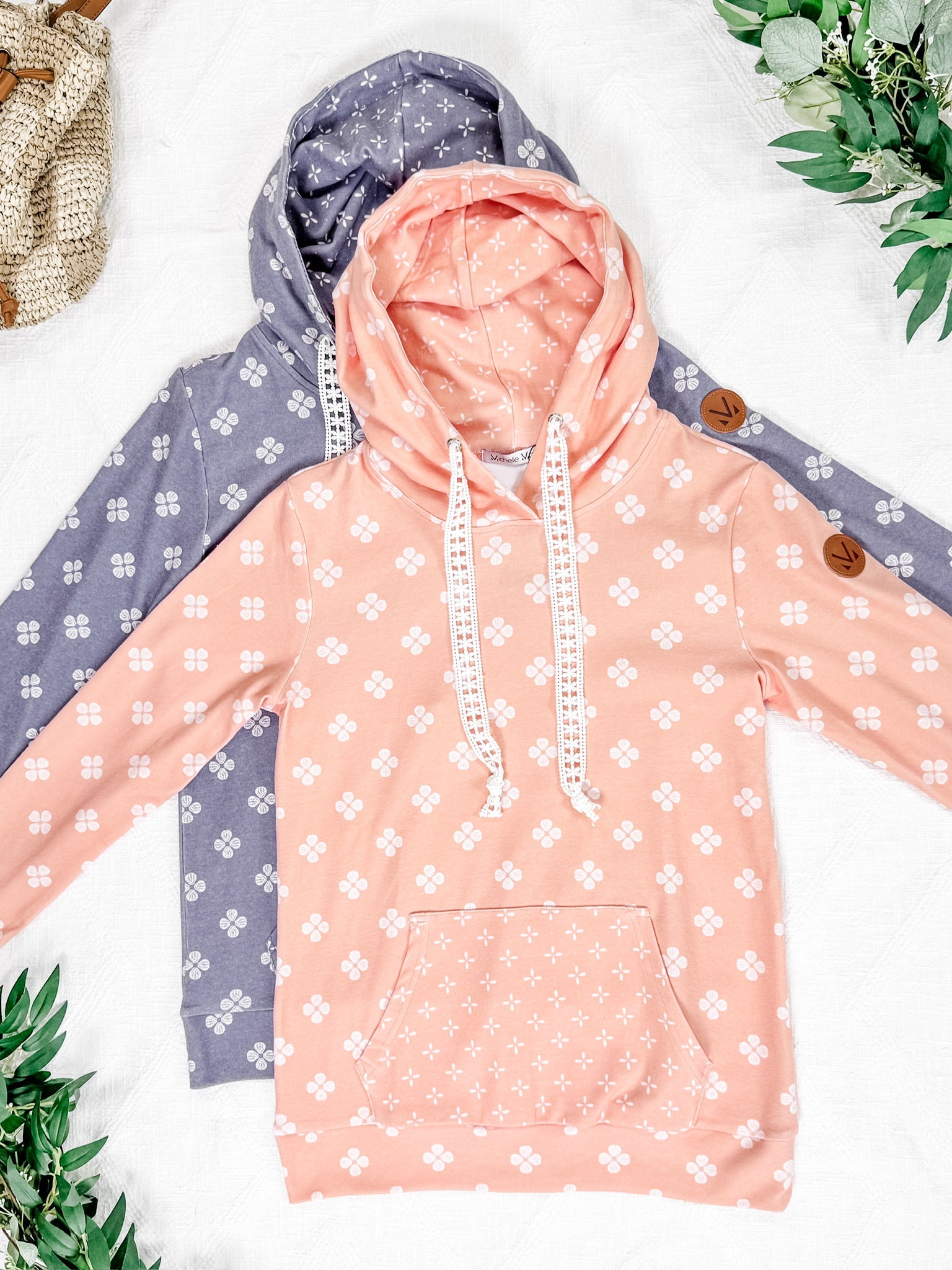Hailey Pullover Hoodie - Coral Floral