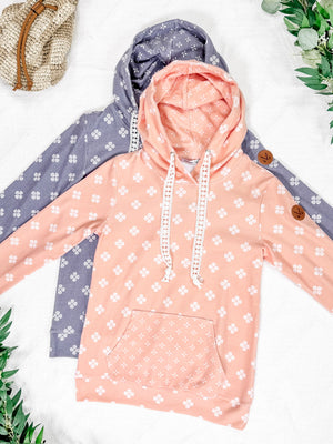 Hailey Pullover Hoodie - Coral Floral