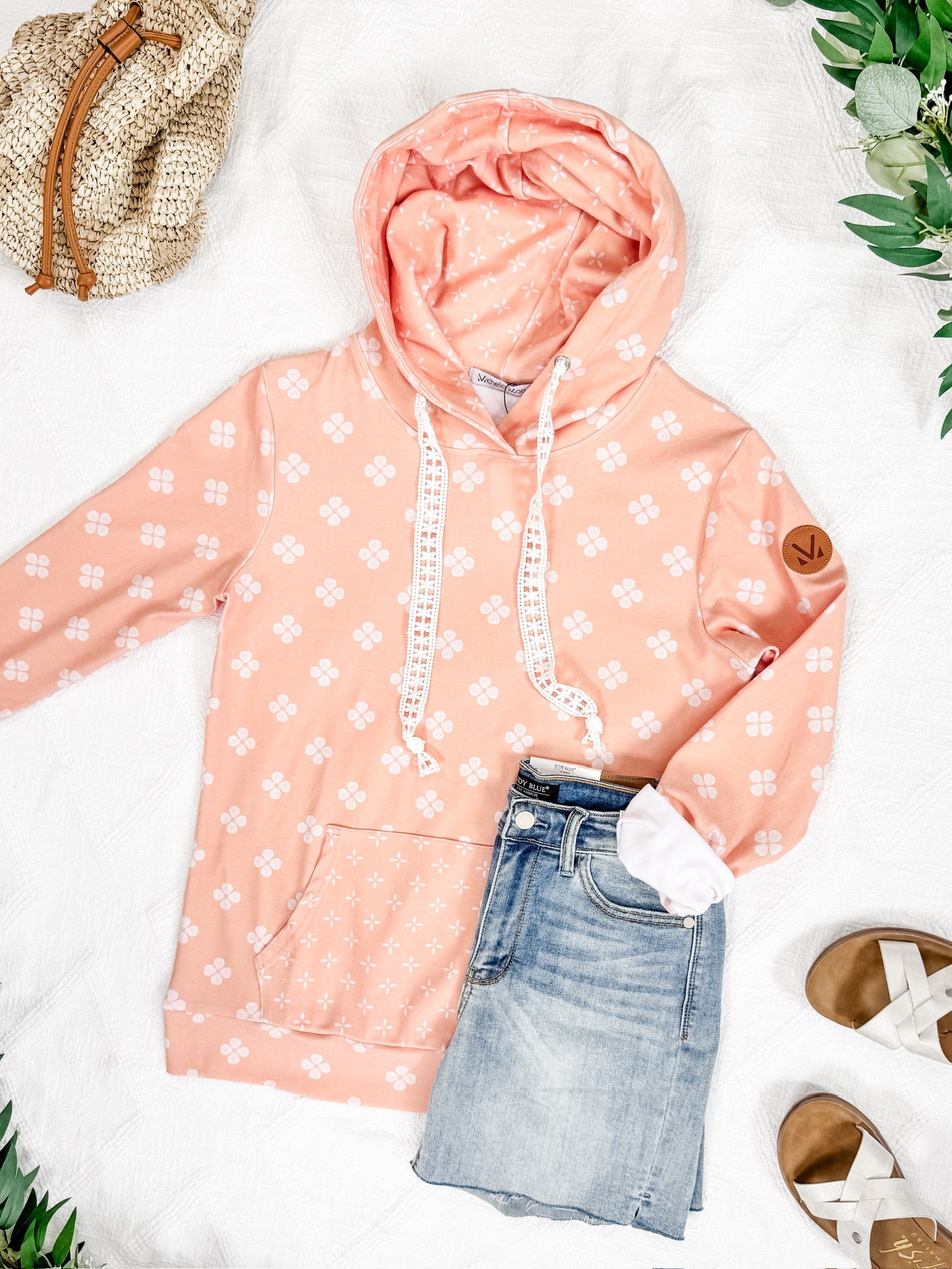 Hailey Pullover Hoodie - Coral Floral