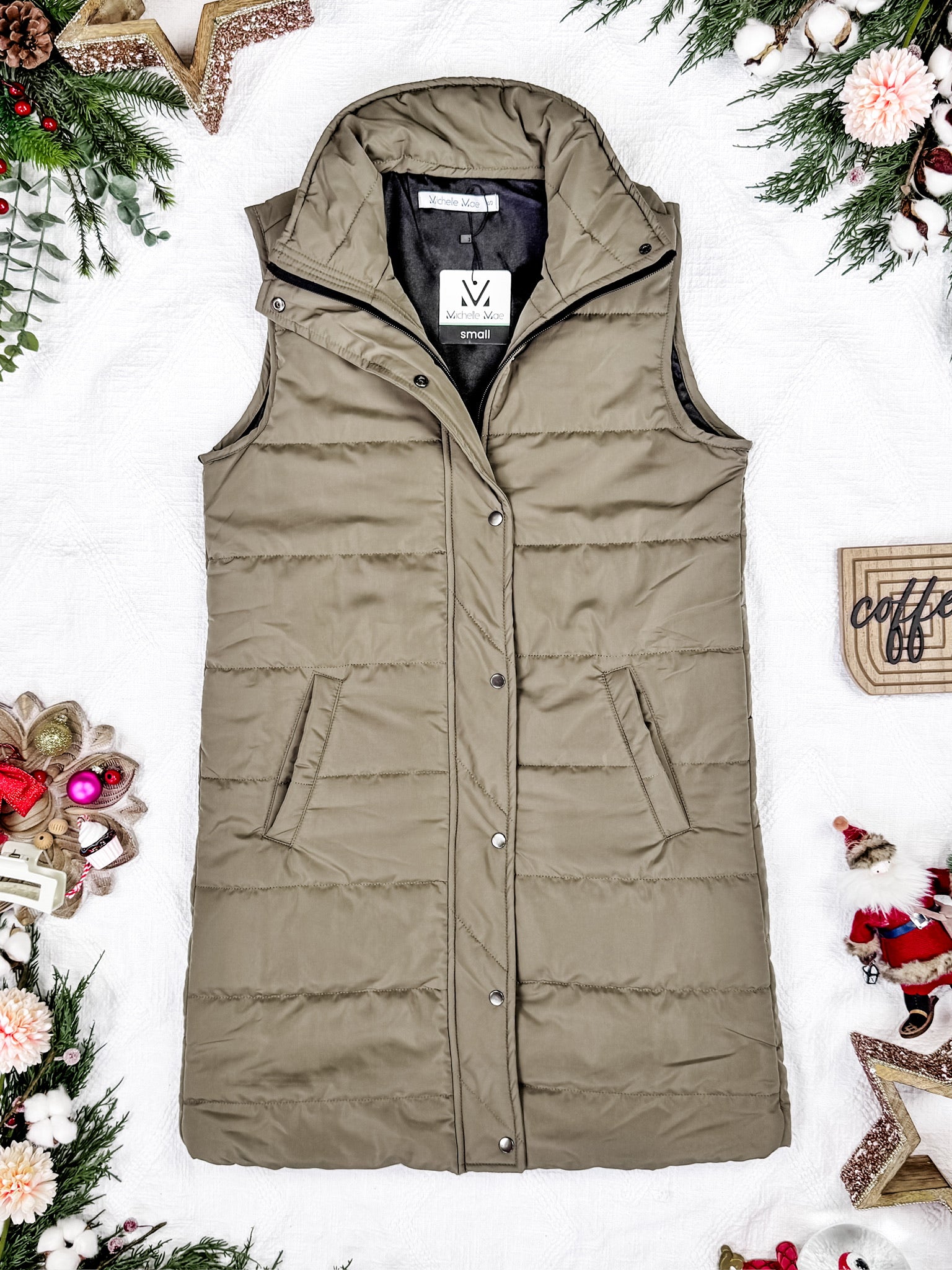 Harlow Long Vest - Olive