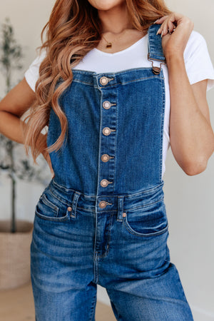 Priscilla High Rise Crop Wide Leg Denim Overalls