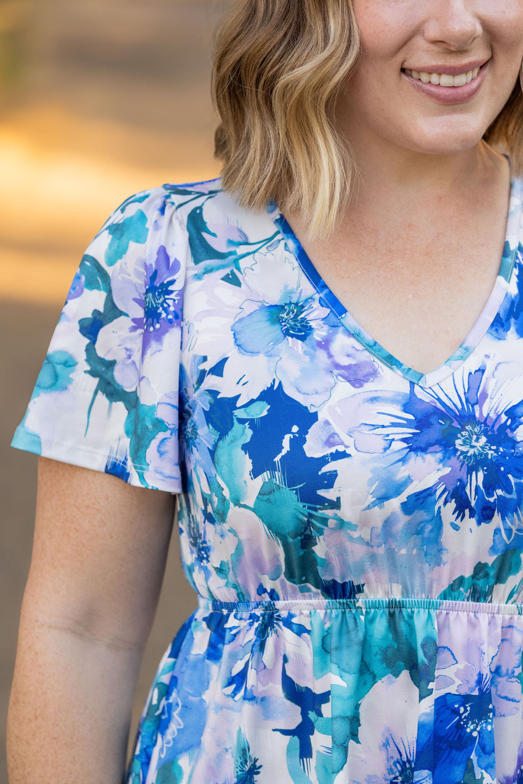 Emery Ruffle Top - Blue Floral Mix