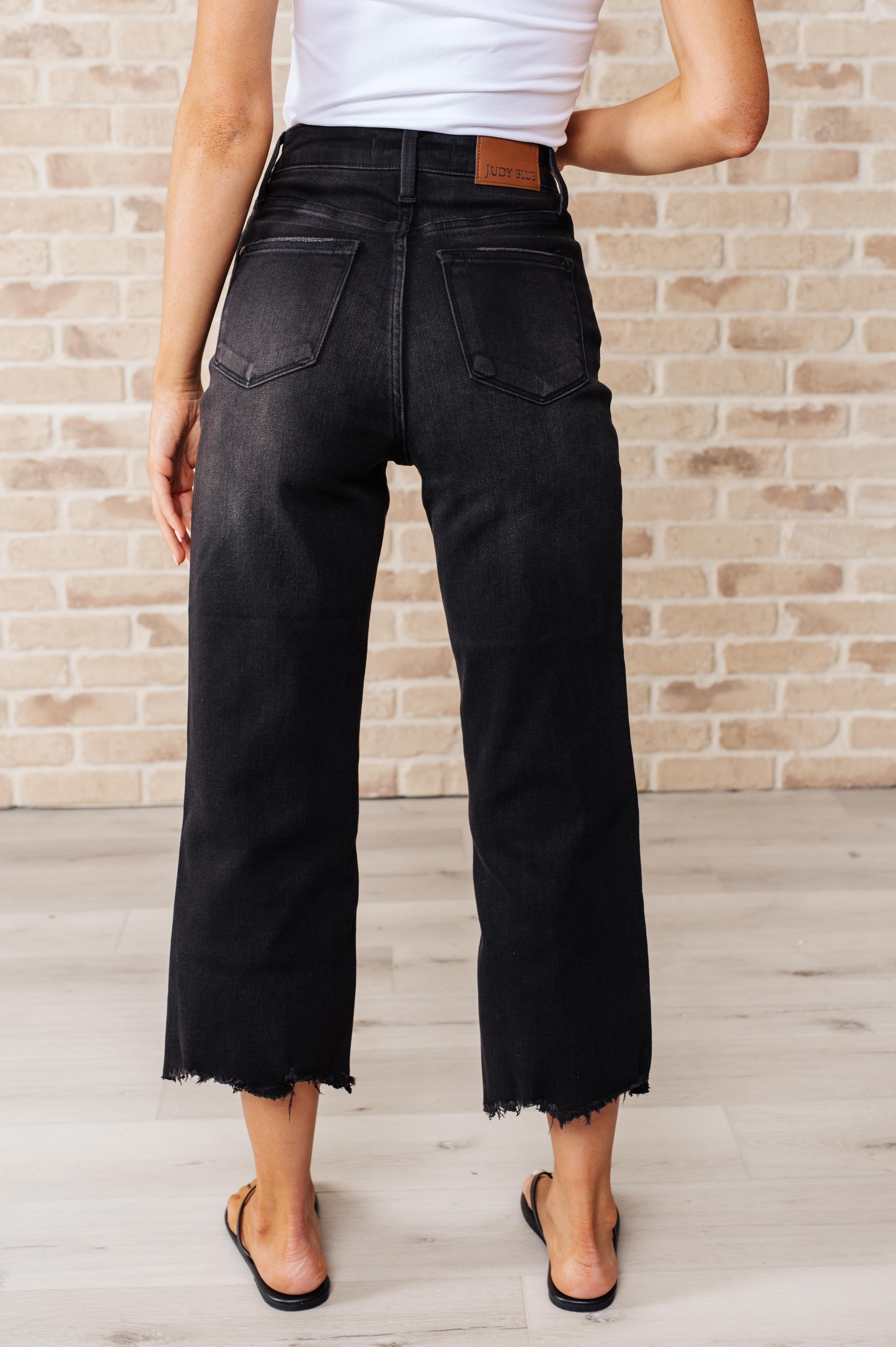 Ryan High Rise Button Fly Wide Leg Crop Jeans