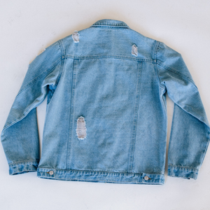Distressed Denim Jean Jacket - Women