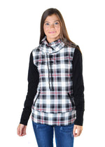 Plaid Funnel Neck