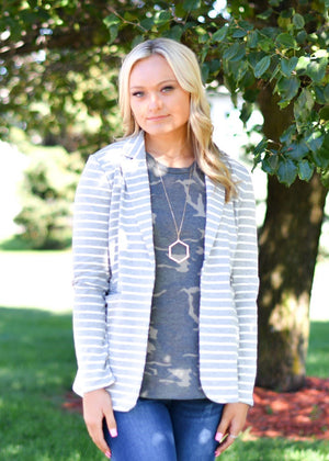 {ONLINE EXCLUSIVE} Gray Stripe Blazer