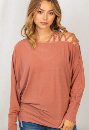 Lattice Cold Shoulder Top