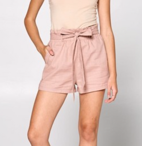 Linen Shorts with Self Belt