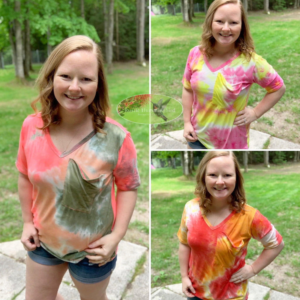 FINAL SALE - Tie Dye Slouchy Pocket Tee