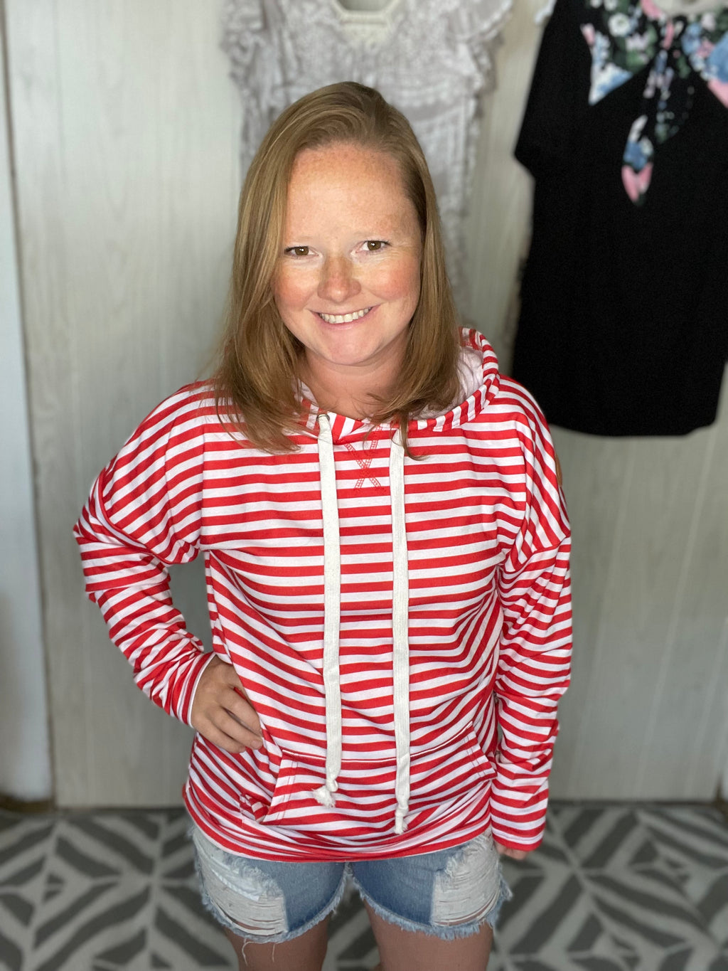 Red Stripes Hoodie