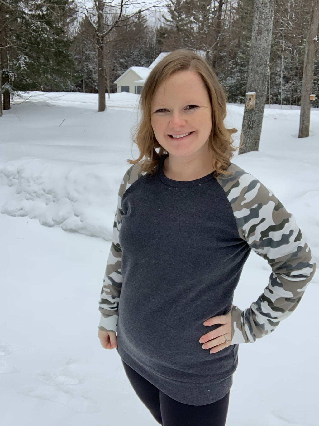 Camo Sleeve Sweatshirt