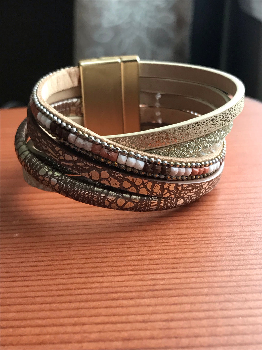 FINAL SALE - Beaded Leather Bracelet